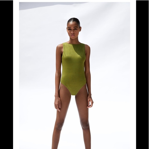 NWT! Zara Scoop Neck Back Swimsuit size Large - Picture 2 of 8